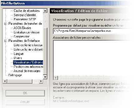 Configurer notepad++ comme éditeur par défaut dans FileZilla